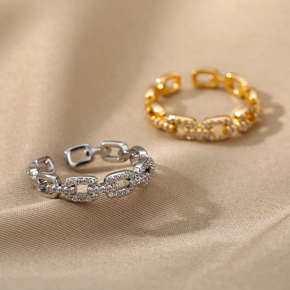 Classic Zircon Twist Chain Rings