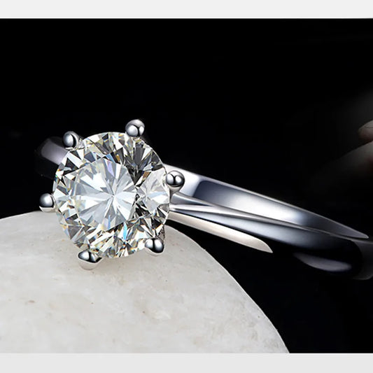 Fine Wedding Rings Women 
Sterling Silver 
Crystal Engagement Proposal Ring