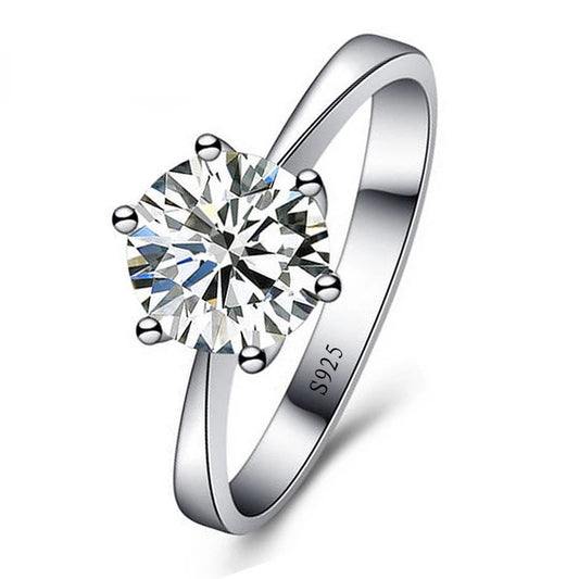 Fine Wedding Rings Women 
Sterling Silver 
Crystal Engagement Proposal Ring